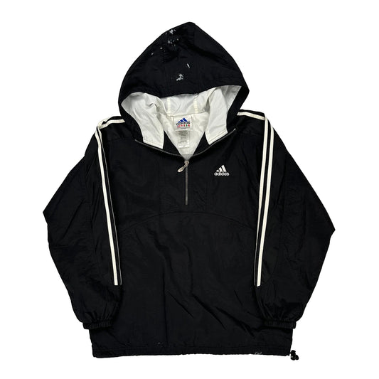 Adidas Striped Windbreaker - Medium Black Nylon