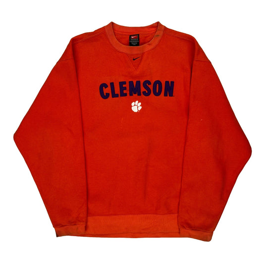 Clemson Nike College Sweatshirt - Small Orange Cotton
