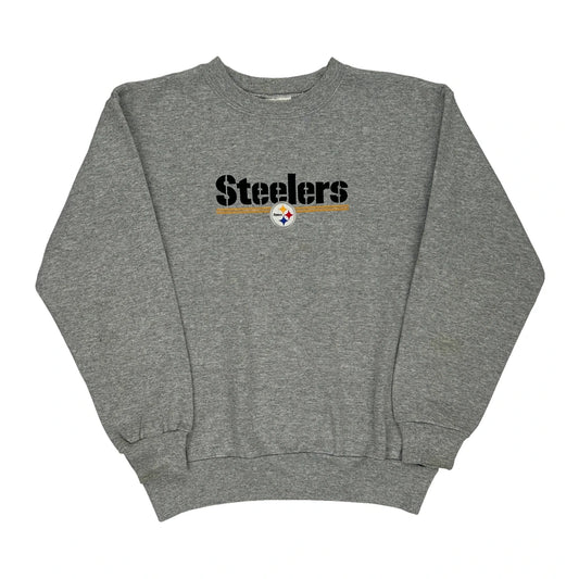 Made In Usa Pittsburgh Steelers Majestic Nfl Sweatshirt - XL Grey Cotton Blend
