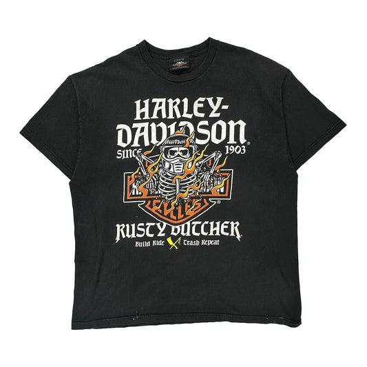 Harley Davidson Graphic T-Shirt - 2XL Black Cotton