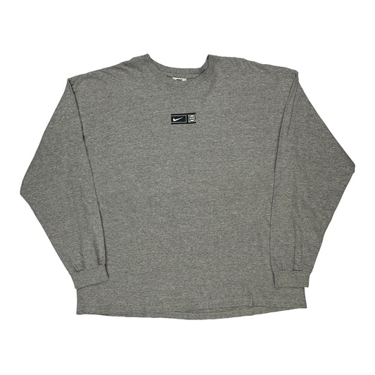 Nike Long Sleeve T-Shirt - 2XL Grey Cotton