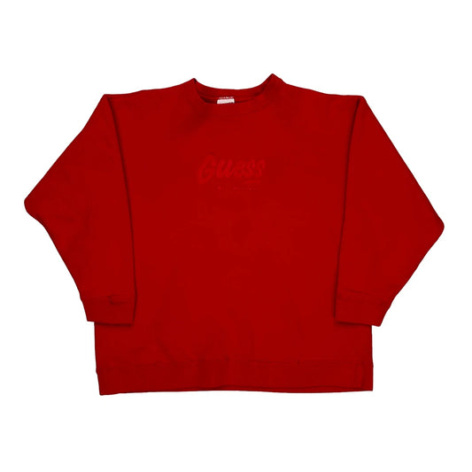 Made In Usa Guess Sweatshirt - XL Red Cotton Blend