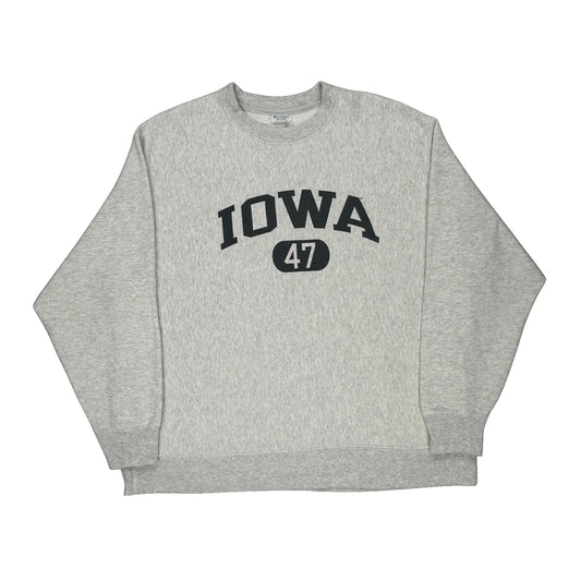 Reverse Weave Iowa 47 Champion College Sweatshirt - 2XL Grey Cotton Blend