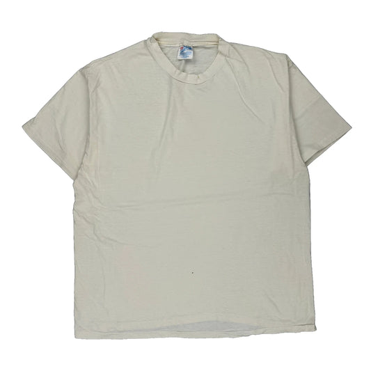 Blank Hanes Single Stitch T-Shirt - XL Cream Cotton