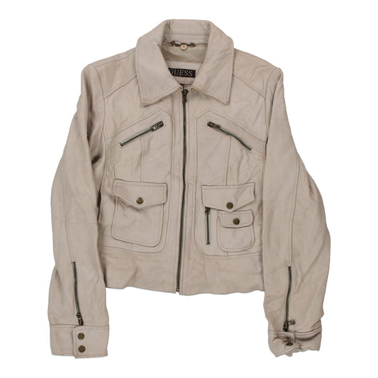 Vintage beige Guess Leather Jacket - womens large