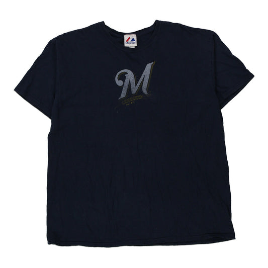 Vintage navy Milwaukee Brewers Majestic T-Shirt - mens x-large