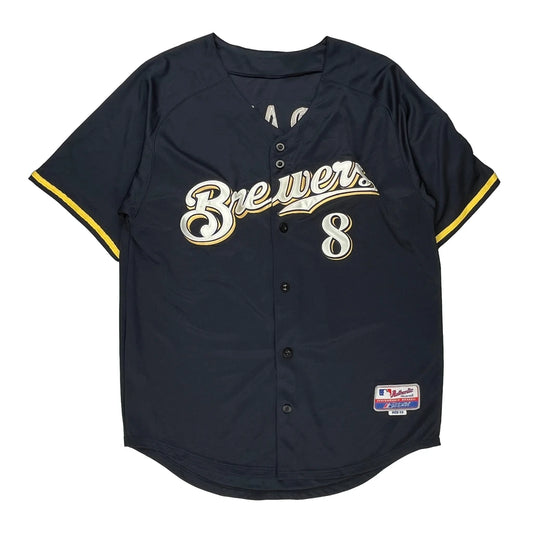 Milwaukee Brewers Majestic Mlb Jersey - 2XL Navy Polyester