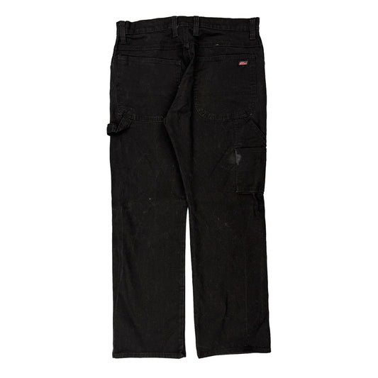 Dickies Double Knee Carpenter Trousers - 36W 31L Black Cotton
