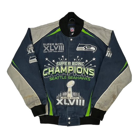 Seattle Seahawks Nfl Varsity Jacket - Medium Navy Polyester