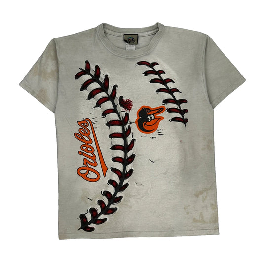 Orioles Youth Liquid Blue Graphic T-Shirt - Large White Cotton