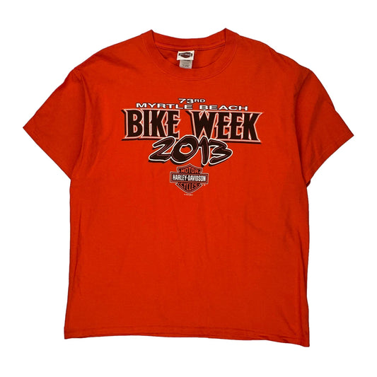Myrtle Beach Bike Week 2013 Harley Davidson Graphic T-Shirt - XL Orange Cotton