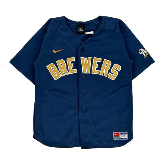 Age 7 Milwaukee Brewers Nike Mlb Jersey - Small Blue Polyester