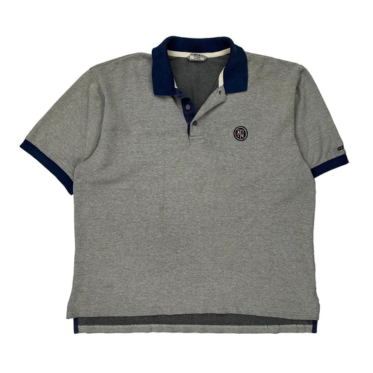 Nike Spellout Polo Shirt - XL Grey Cotton