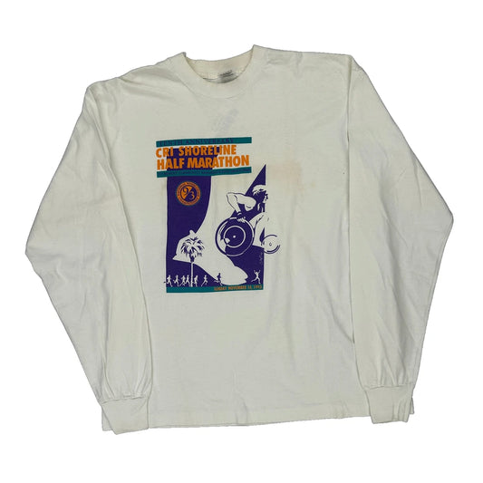 Cri Shoreline Half Marathon Fruit Of The Loom Single Stitch Long Sleeve T-Shirt - XL White Cotton