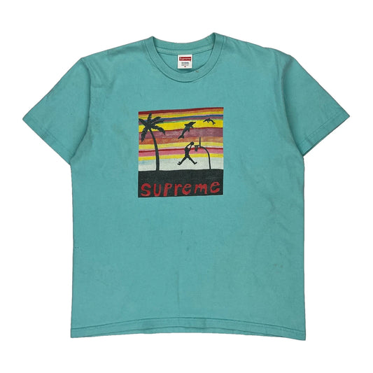 Dunk Supreme Graphic T-Shirt - Medium Blue Cotton