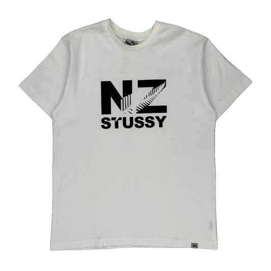 Stussy Graphic T-Shirt - Medium White Cotton