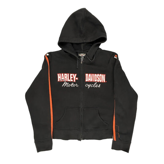Harley Davidson Spellout Hoodie - XL Black Polyester