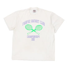  Vintage white Fairfax Racquet Club 1991 Oneita T-Shirt - mens x-large