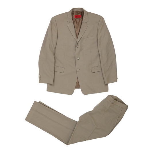 Vintage beige Hugo Boss Full Suit - mens x-large