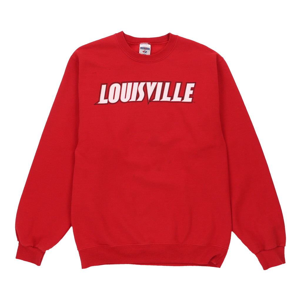 Vintage Mens Louisville Jerzees Sweatshirt - Small Red Cotton