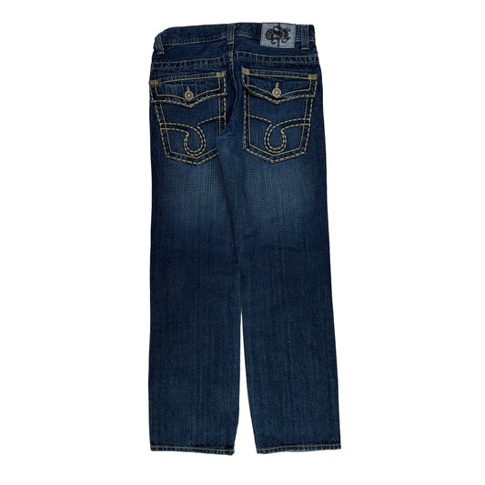 Hip Hop Unbranded Contrast Stitch Jeans - 29W 32L Blue Cotton