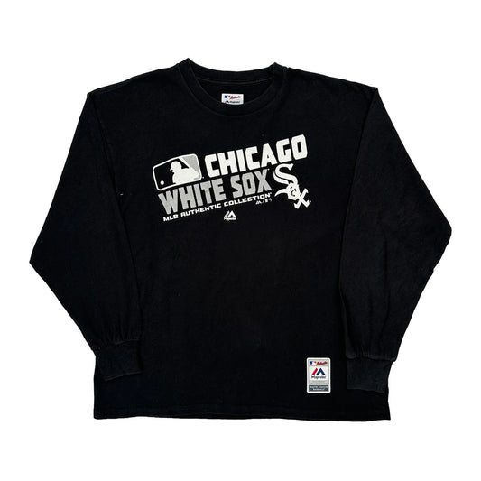 Chicago White Sox Majestic Mlb Long Sleeve T-Shirt - XL Black Cotton