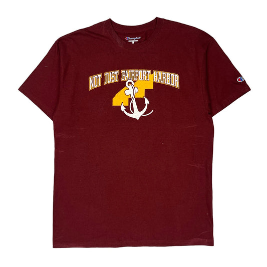 Vintage Skippers Champion Graphic T-Shirt - Large Burgundy Cotton
