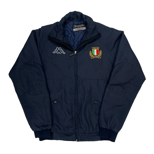 Italy Rugby Kappa Graphic Jacket - Large Navy Polyester