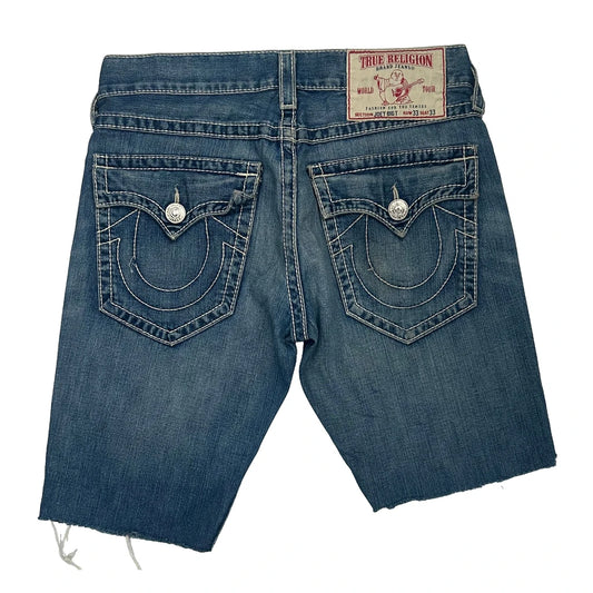 True Religion Denim Shorts - 34W UK 12 Blue Denim