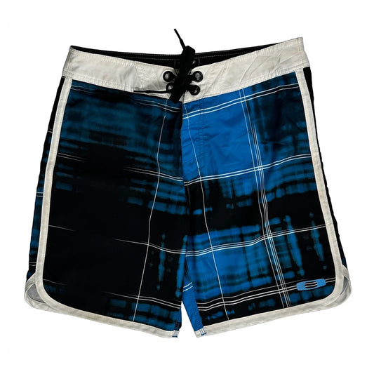 Oakley Checked Shorts - 32W 10L Blue Polyester