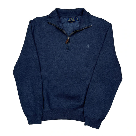 Vintage Polo By Ralph Lauren 1/4 Zip - XL Blue Cotton