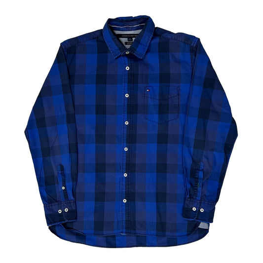 Vintage Tommy Hilfiger Checked Flannel Shirt - Large Blue Cotton