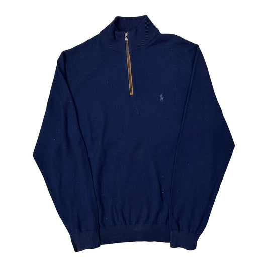 Vintage Polo By Ralph Lauren 1/4 Zip - Large Navy Cotton