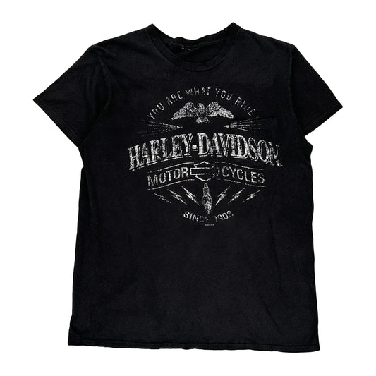 Harley Davidson Graphic T-Shirt - Medium Black Cotton