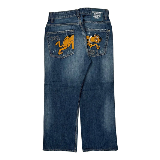 Scooby Doo Dsquared2 Baggy Graphic Jeans - 30W 26L Blue Cotton