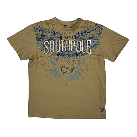 Worldwide Southpole Graphic T-Shirt - Large Beige Cotton