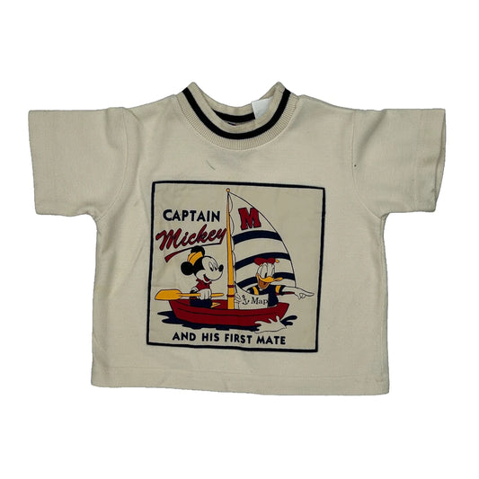 Age 12 Months Disney Cartoon T-Shirt - 3XS Cream Cotton Blend