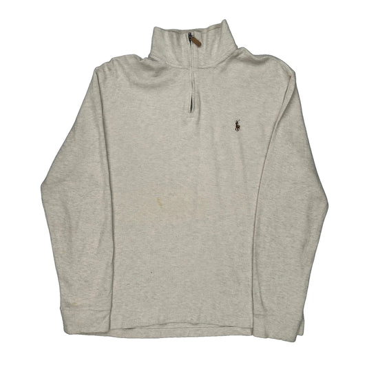 Polo By Ralph Lauren 1/4 Zip - Large Cream Cotton