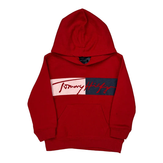 Age 3 Tommy Hilfiger Spellout Hoodie - XS Red Cotton
