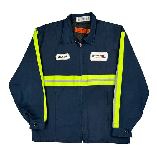 Nj Transit Red Kap Workweaar Jacket - Large Blue Polyester