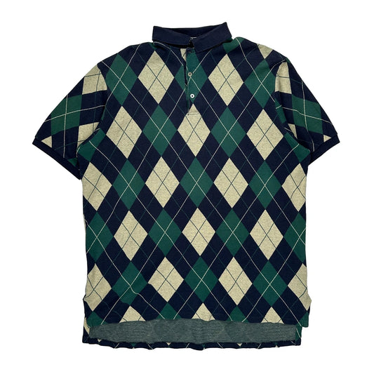 Made In USA Polo By Ralph Lauren Argyle Polo Shirt - XL Green Cotton