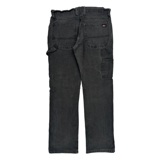 Dickies Double Knee Carpenter Trousers - 34W 32L Black Cotton