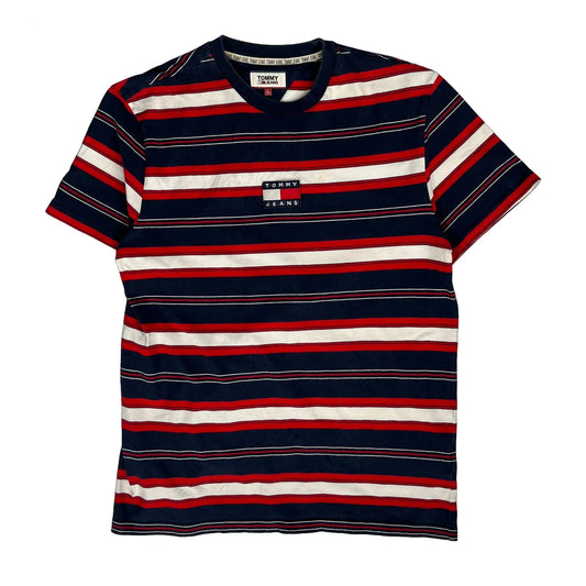 Tommy Jeans Striped T-Shirt - Large Multicoloured Cotton