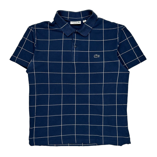 Lacoste Checked Polo Shirt - Medium Blue Cotton
