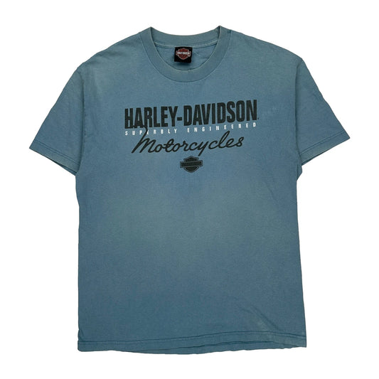 Jamaica Harley Davidson Graphic T-Shirt - Large Blue Cotton