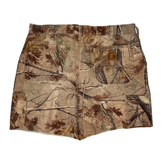 Carhartt Camo Carpenter Shorts - 36W 8L Green Cotton