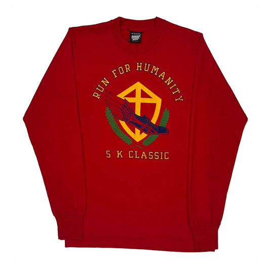 Run For Humanity 5K Classic Screen Stars Single Stitch Long Sleeve T-Shirt - Medium Red Cotton Blend