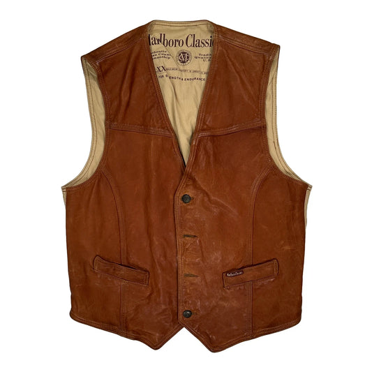 Marlboro Classics Waistcoat - Medium Brown Leather