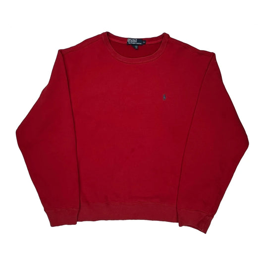 Vintage Polo By Ralph Lauren Sweatshirt - XL Red Cotton Blend