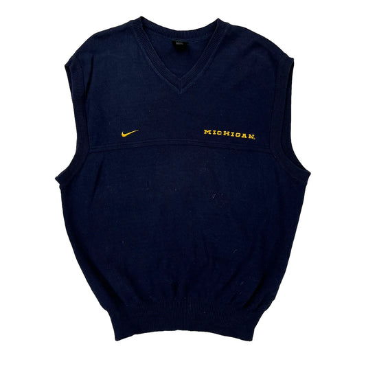 Michigan Nike College Sweater Vest - Medium Navy Cotton